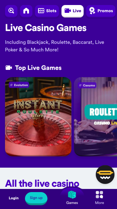 Casumo Casino Mobile Live Dealer