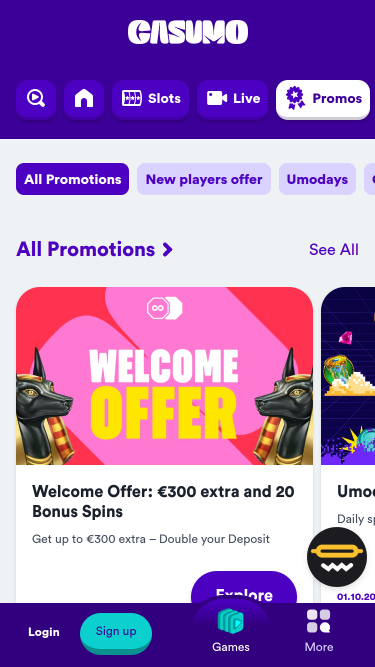 Casumo Casino Mobile-Aktionen