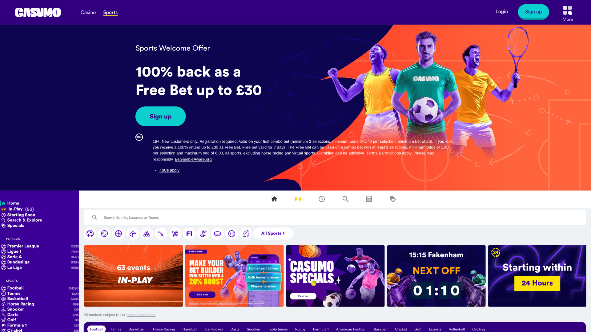 Casumo Casino Desktop Sport