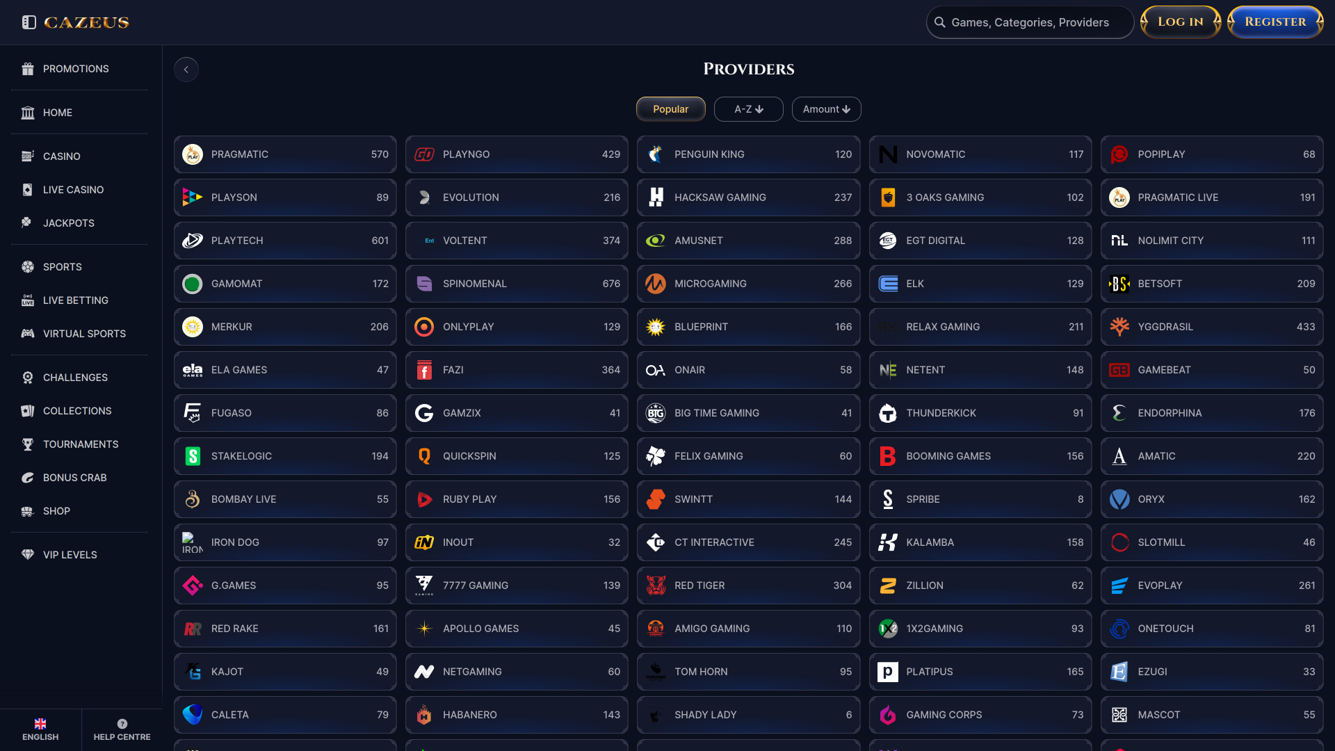 Cazeus Casino Desktop Game Developers
