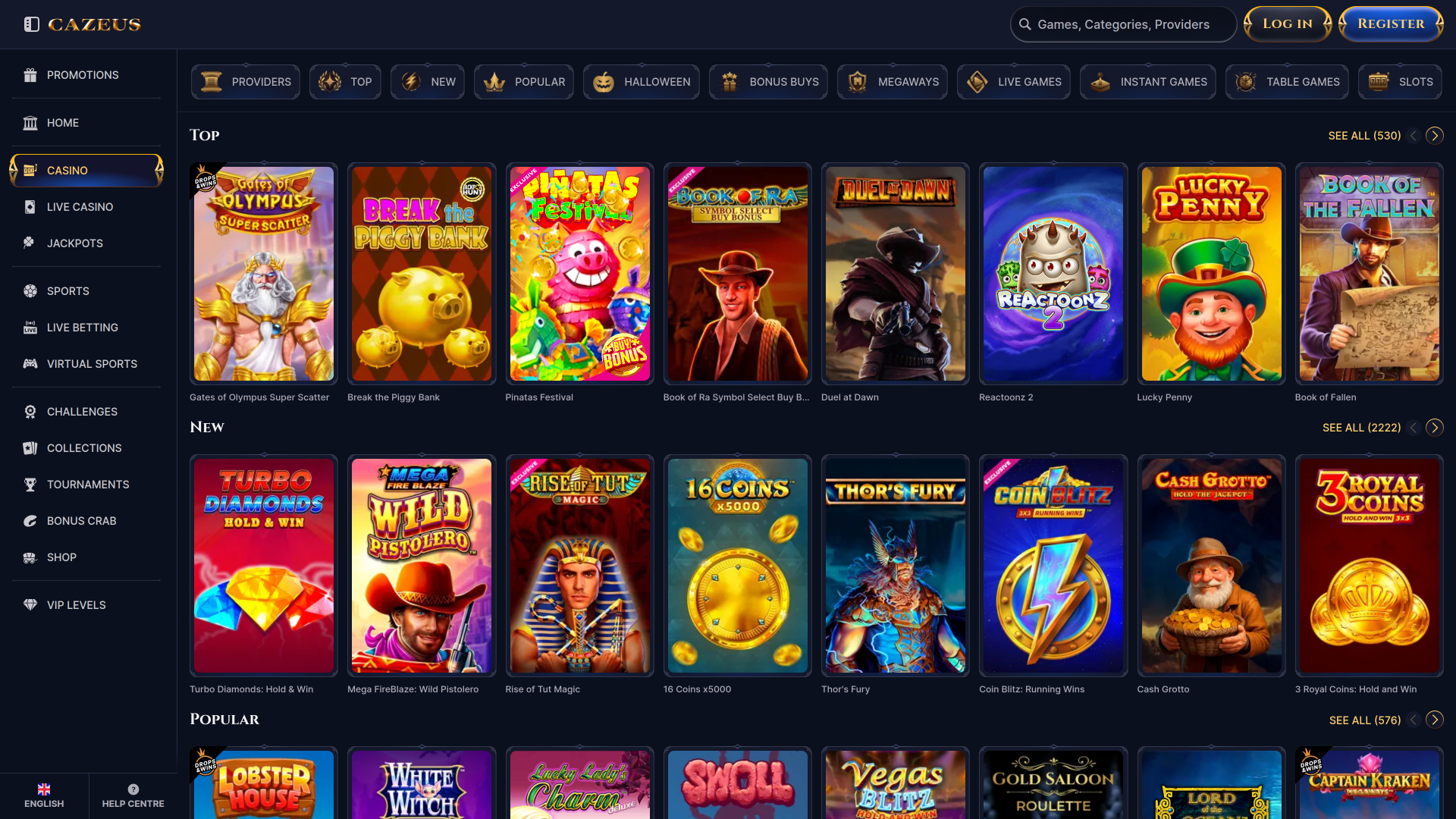 Cazeus Casino Desktop Games