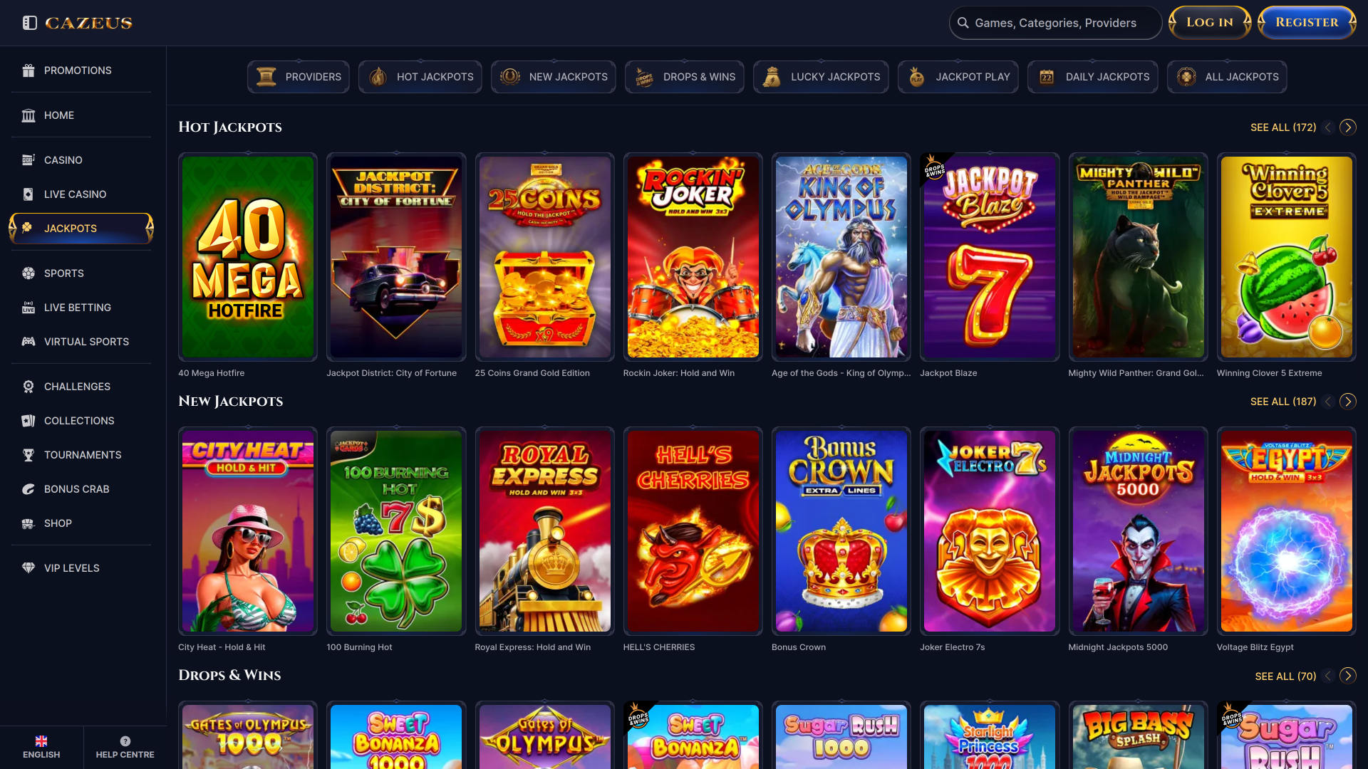 Cazeus Casino Desktop Jackpot