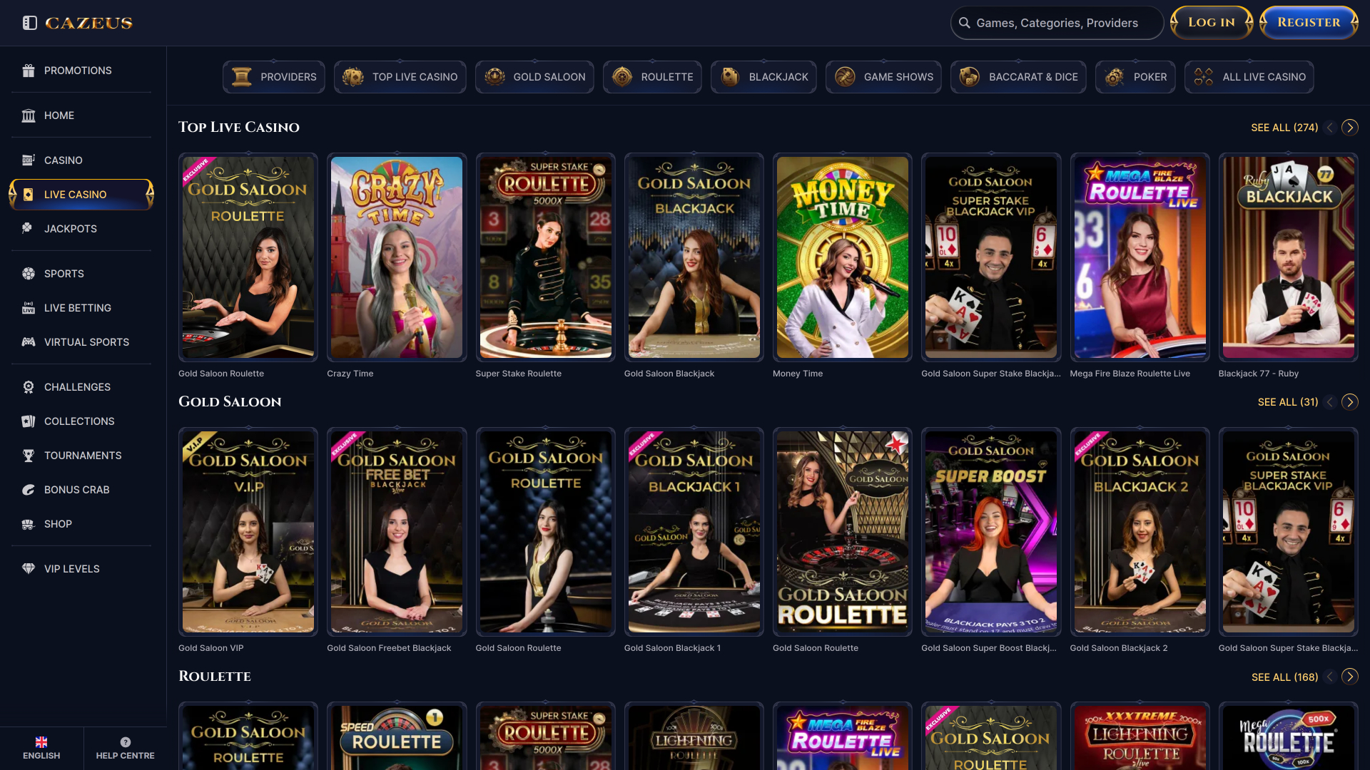 Cazeus Casino Desktop Live Dealer