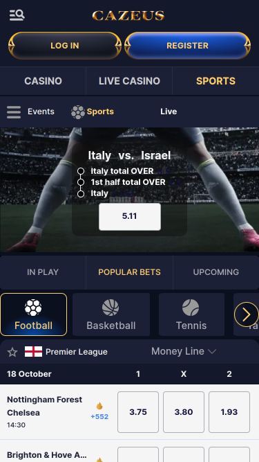 Cazeus Casino Mobile Live Sports