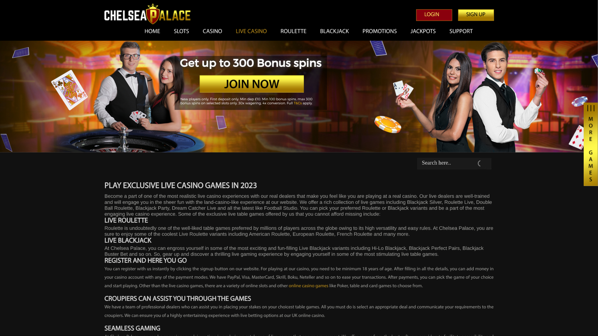 Chelsea Palace Casino Desktop Live Dealer
