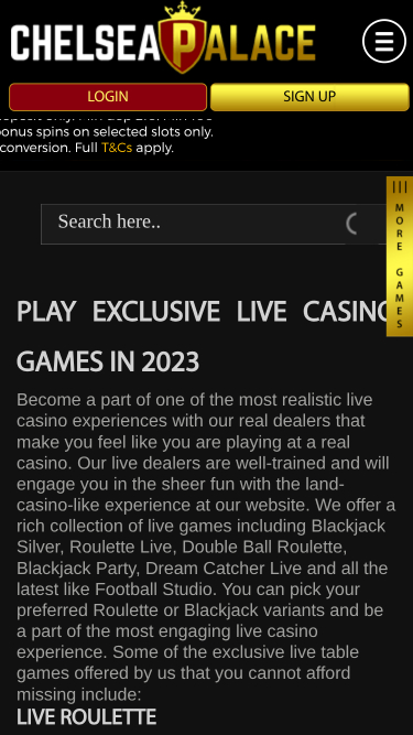 Chelsea Palace Casino Mobile Live Dealer