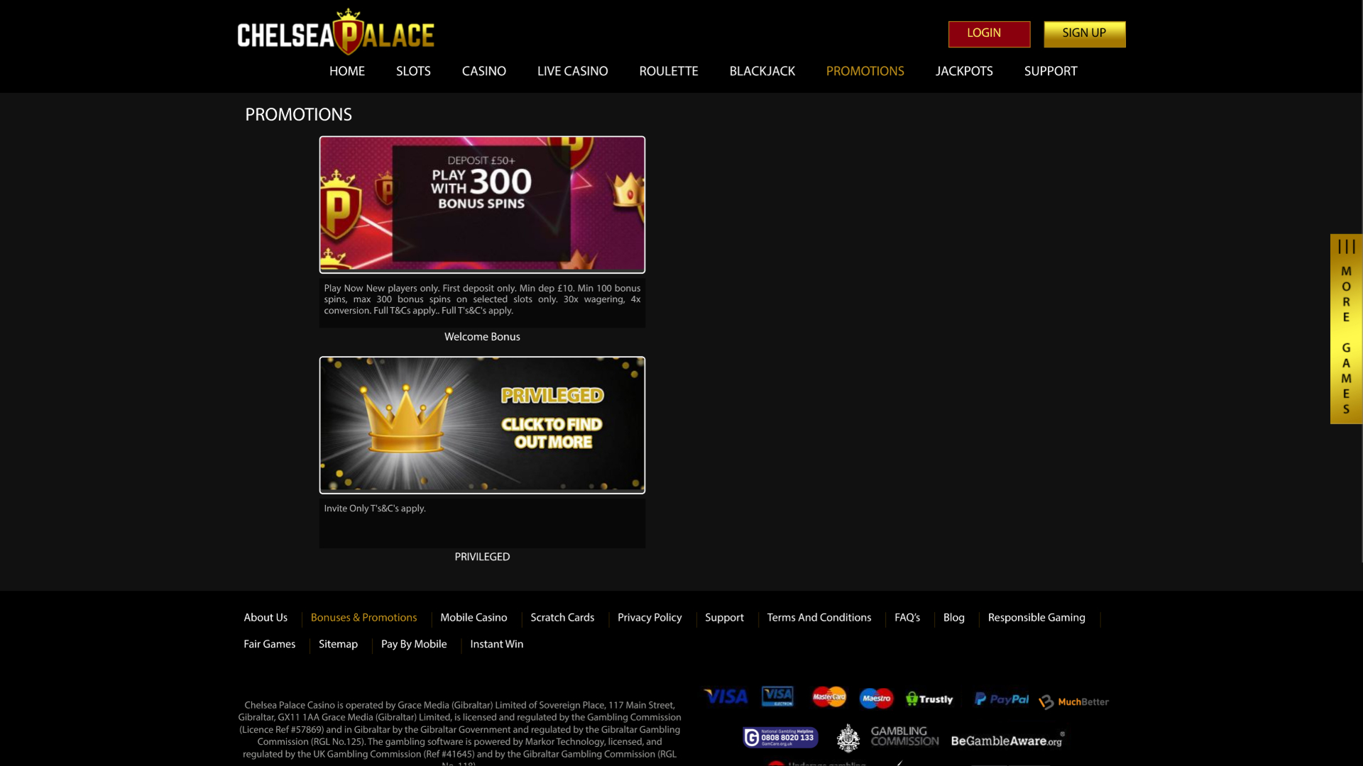 Chelsea Palace Casino Desktop Promotions