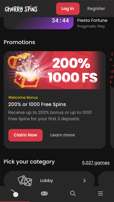 Cherry Spins promotions mobile
