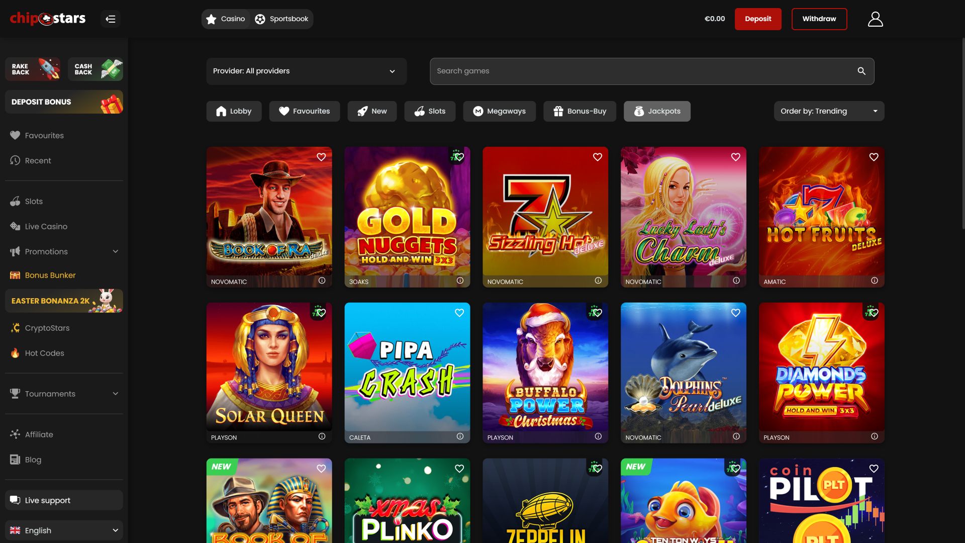 Chipstars.bet Desktop Jackpot