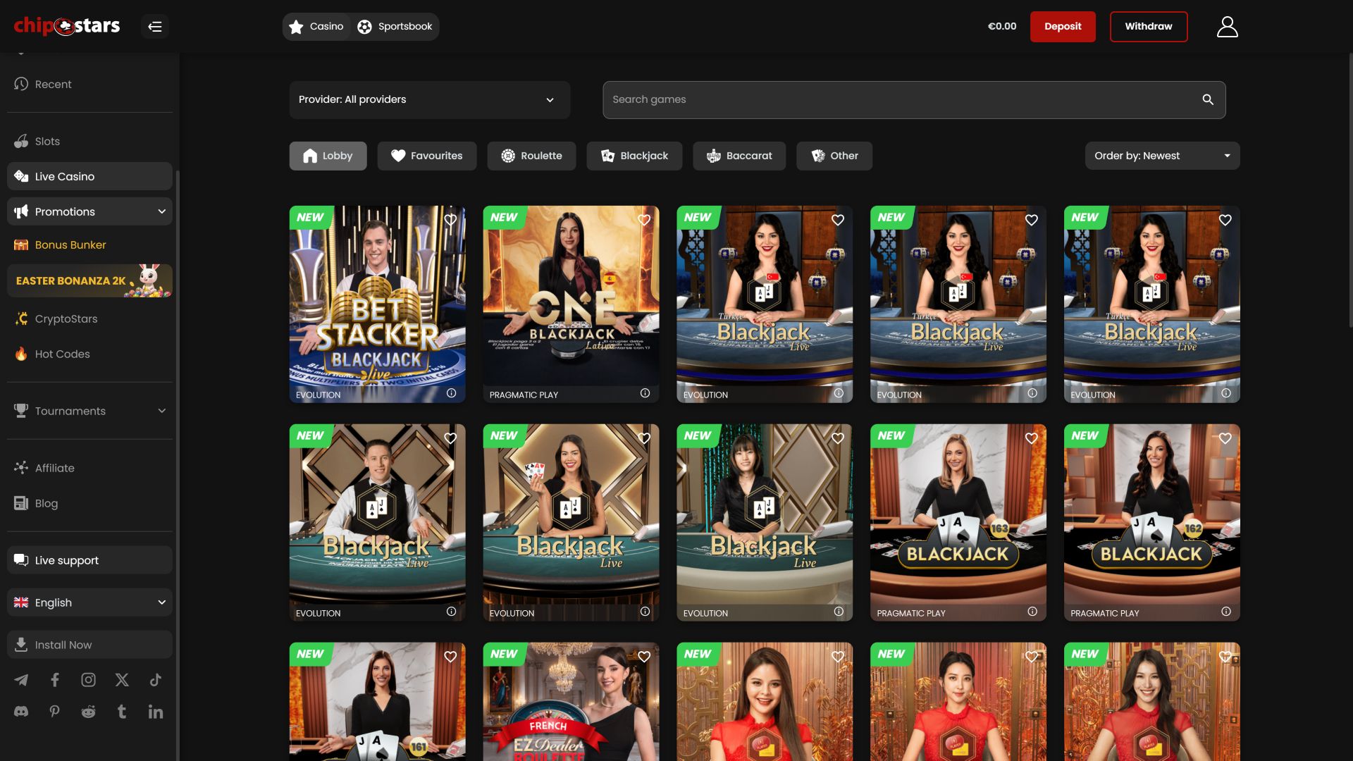 Chipstars.bet Desktop Live Dealer