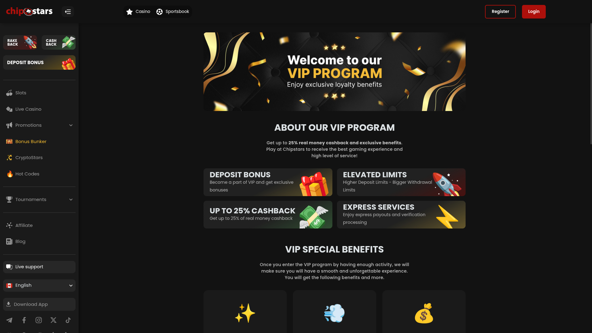 Chipstars.bet Desktop VIP Program
