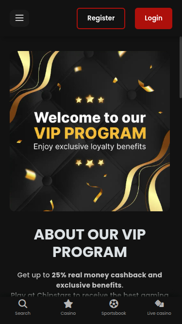 Chipstars.bet Mobile VIP Program