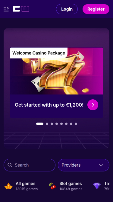 CipherWins Casino Mobile Homepage