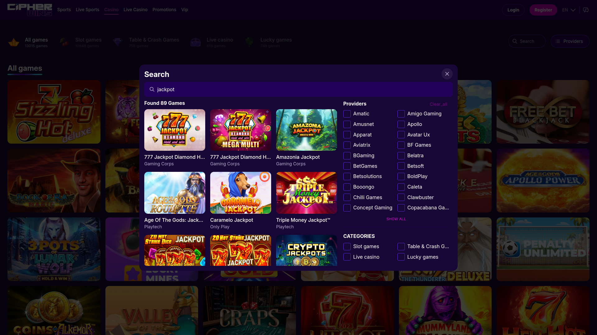 CipherWins Casino Desktop Jackpot