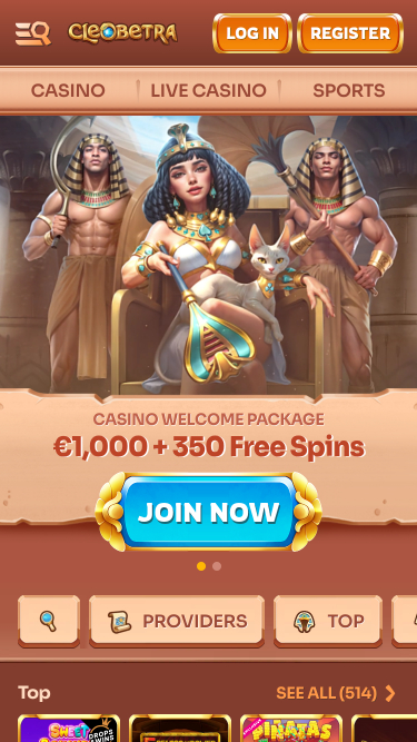 Cleoberta Casino Homepage Mobile