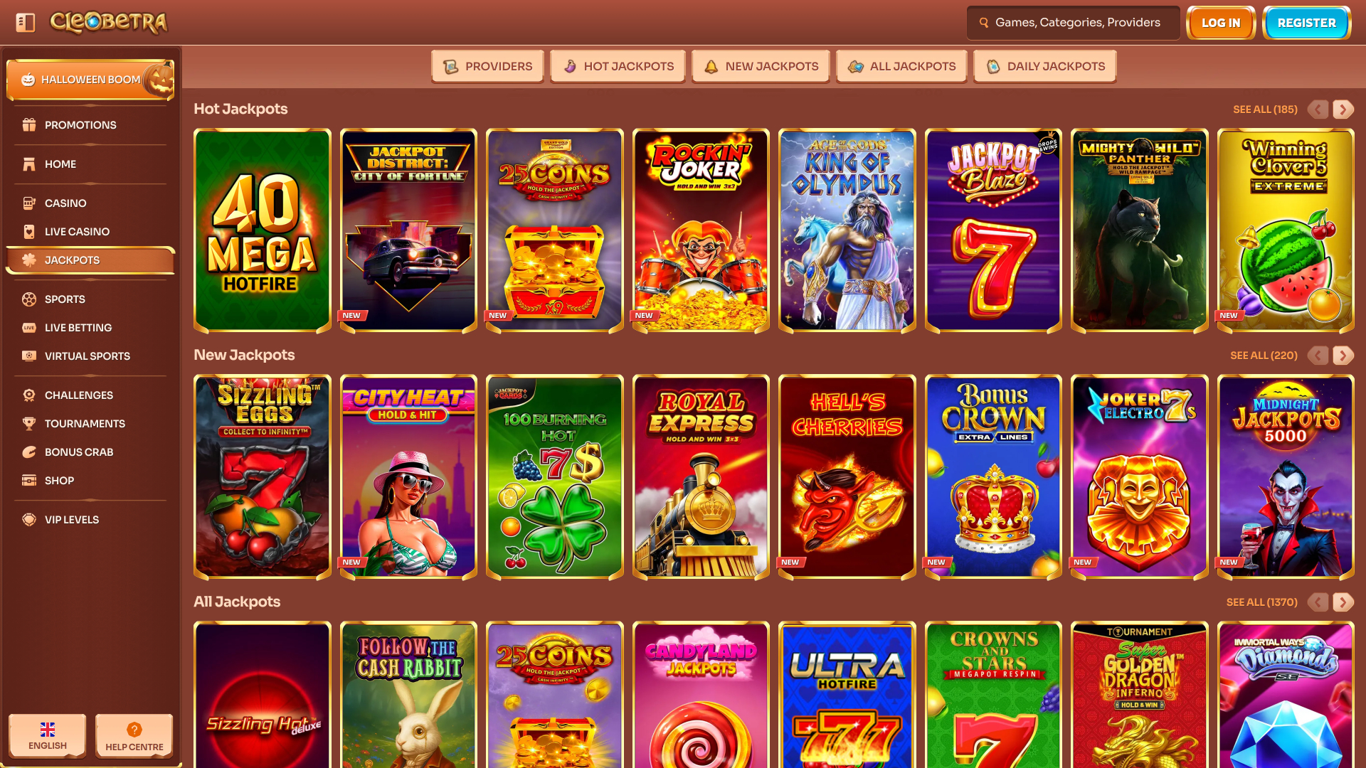 Cleoberta Casino Jackpot Desktop
