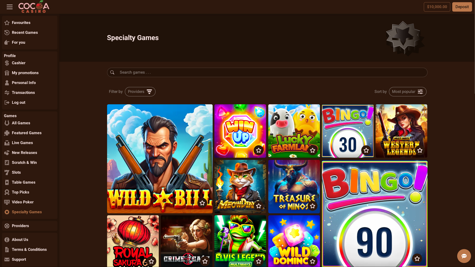 Cocoa Casino Desktop Specialty Games