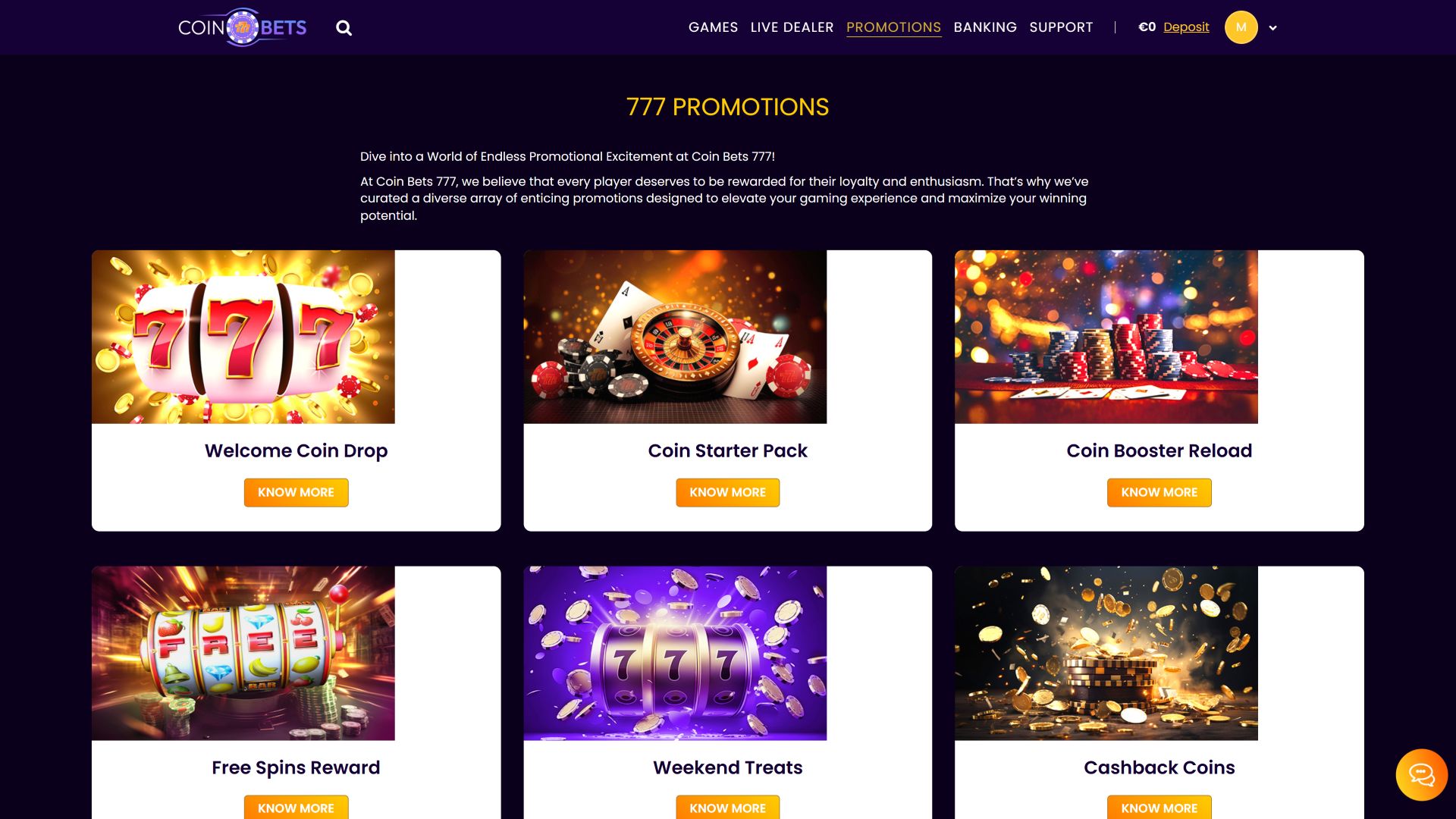 CoinBets777 Casino Desktop Image Promotions