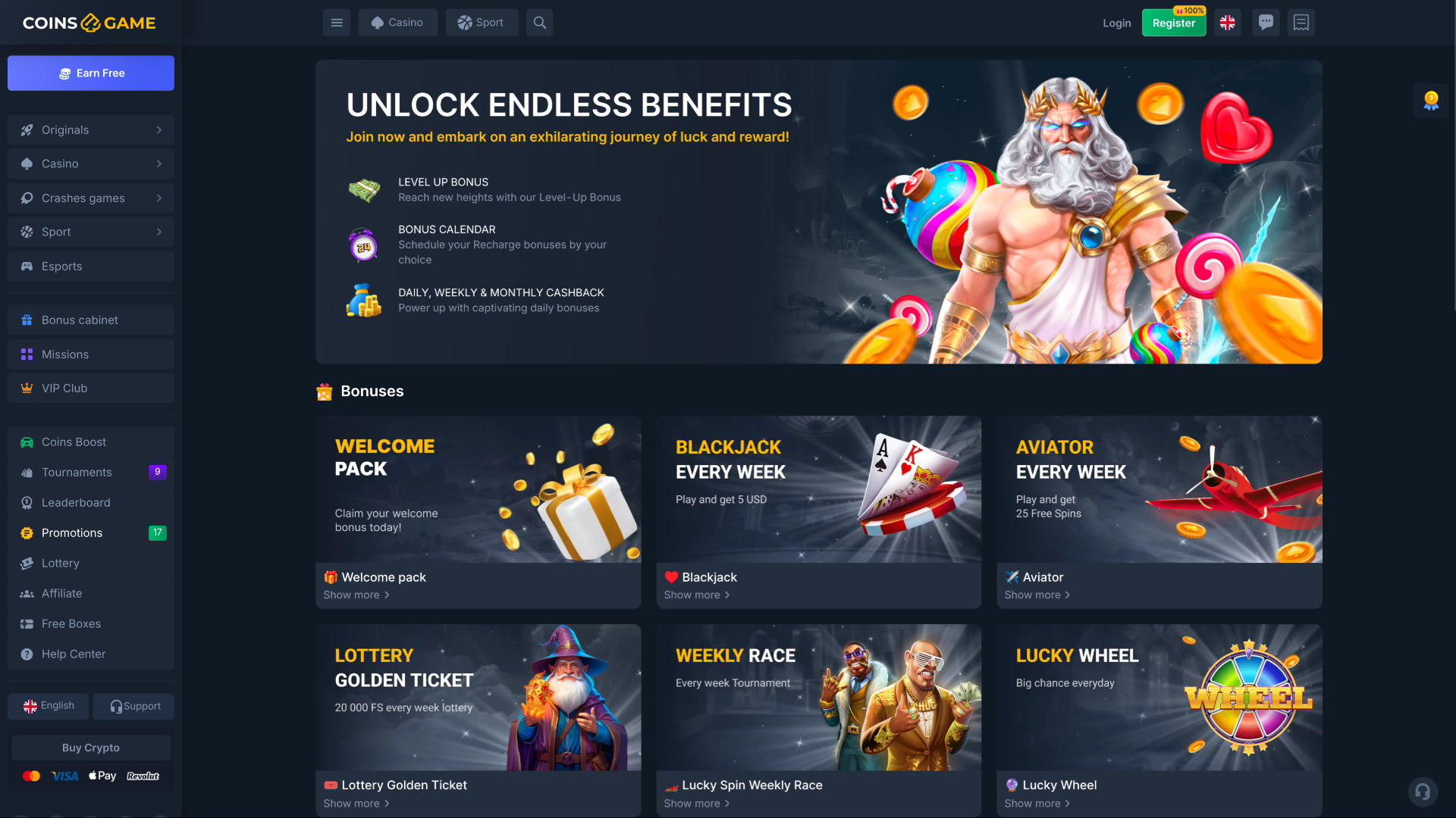 Coins Game Casino Promotions Desktop
