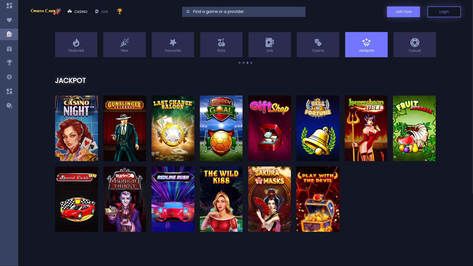Conquer Casino Desktop Jackpot