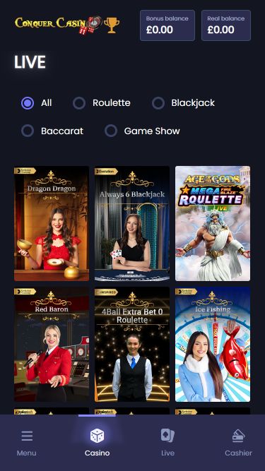 Conquer Casino Mobile Image Live Dealer