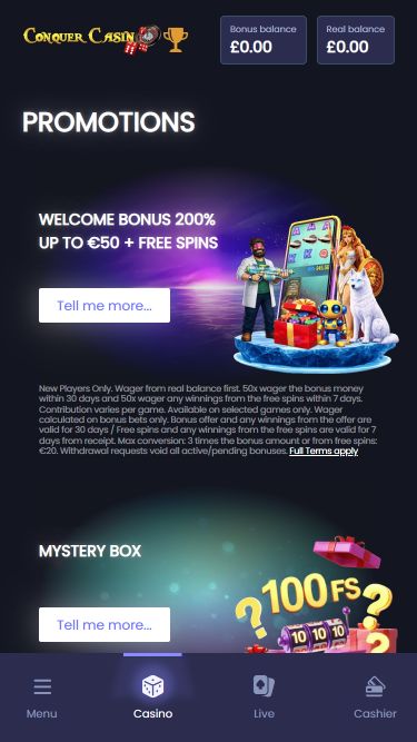 Conquer Casino Mobile Image Promotions
