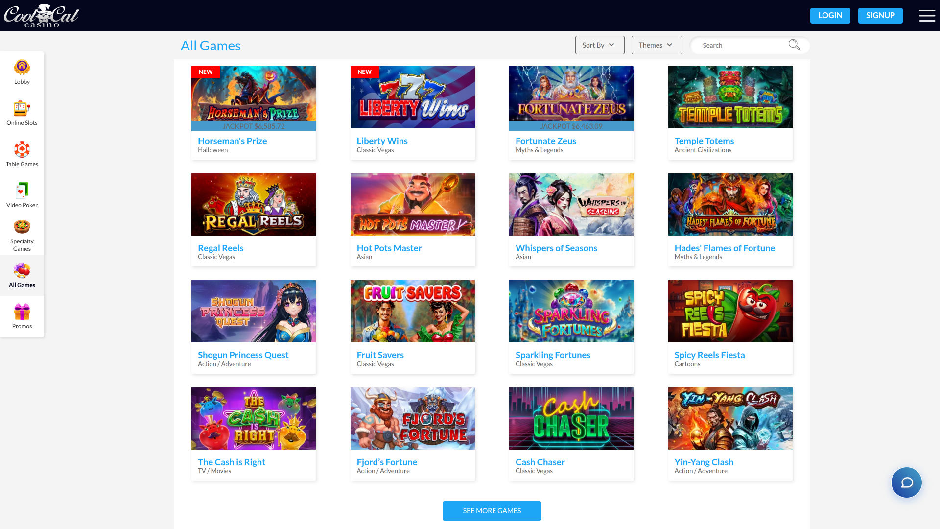 Cool Cat Casino Games Desktop