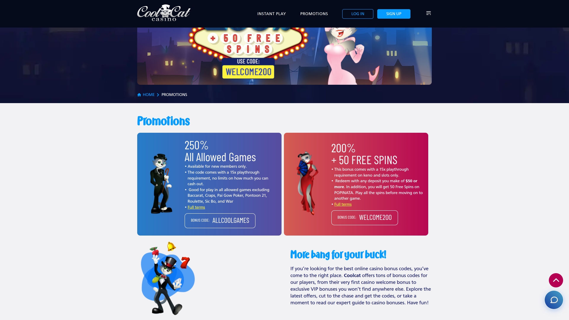 Cool Cat Casino Promotions Desktop