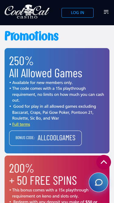 Cool Cat Casino Promotions Mobile
