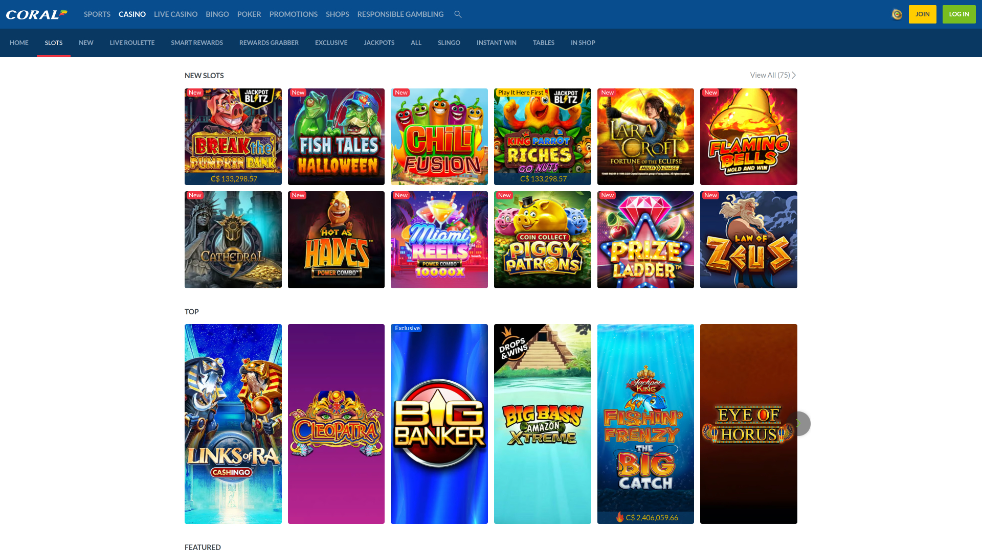Coral Casino Desktop Games