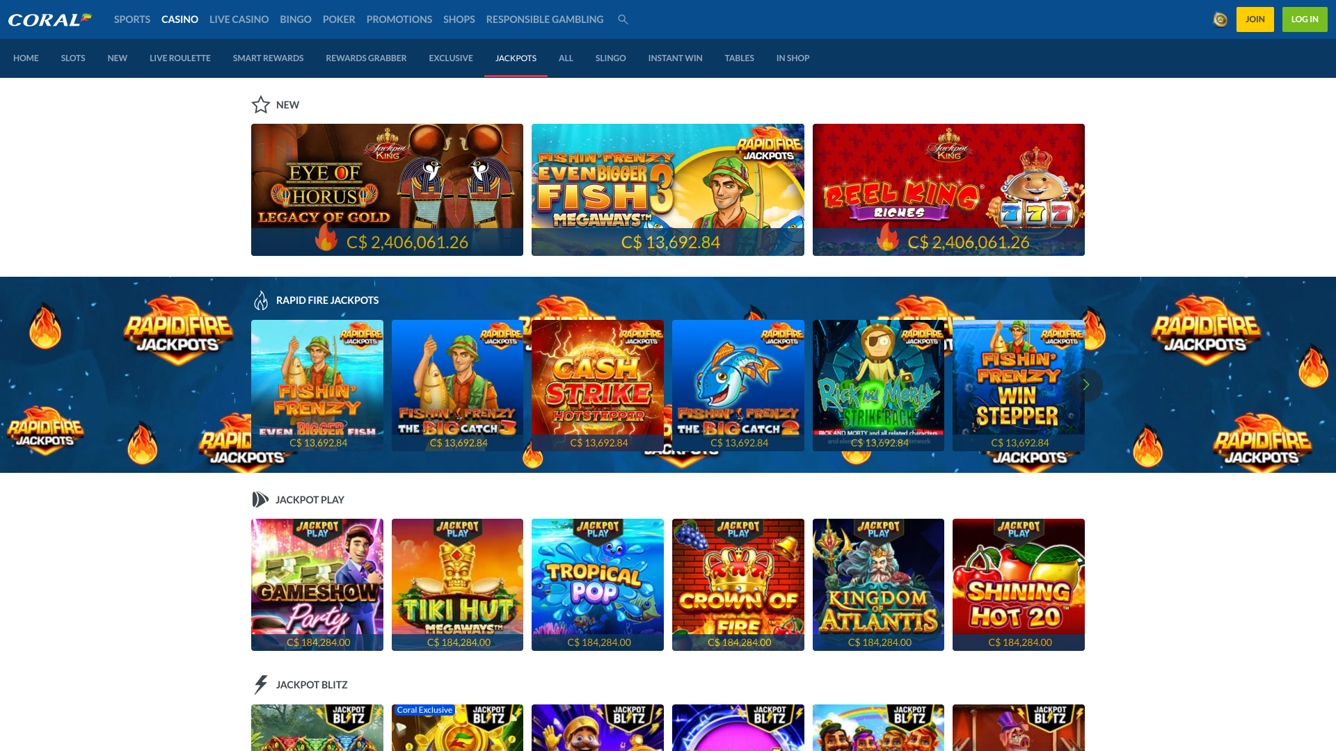 Coral Casino Desktop Jackpot