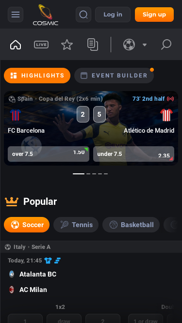 Cosmicslot Casino Live Sports Mobile