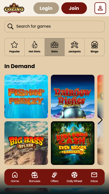 Cozino Casino Mobile Games