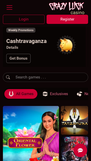 Crazy Luck Casino Homepage Mobile