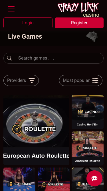 Crazy Luck Casino Live Dealer Mobile