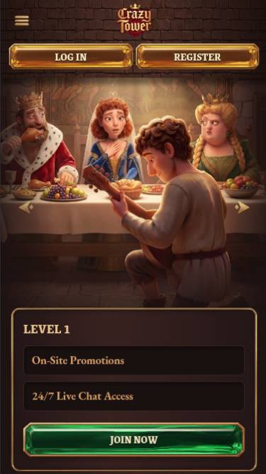 VIP mobile page screenshot of Crazy Tower Casino
