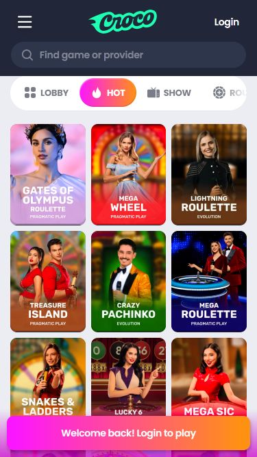 Crocoslots Casino Mobile Image Live Dealer