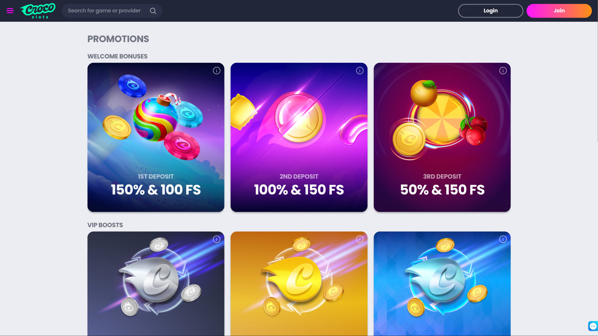 Crocoslots Casino Desktop Promotions