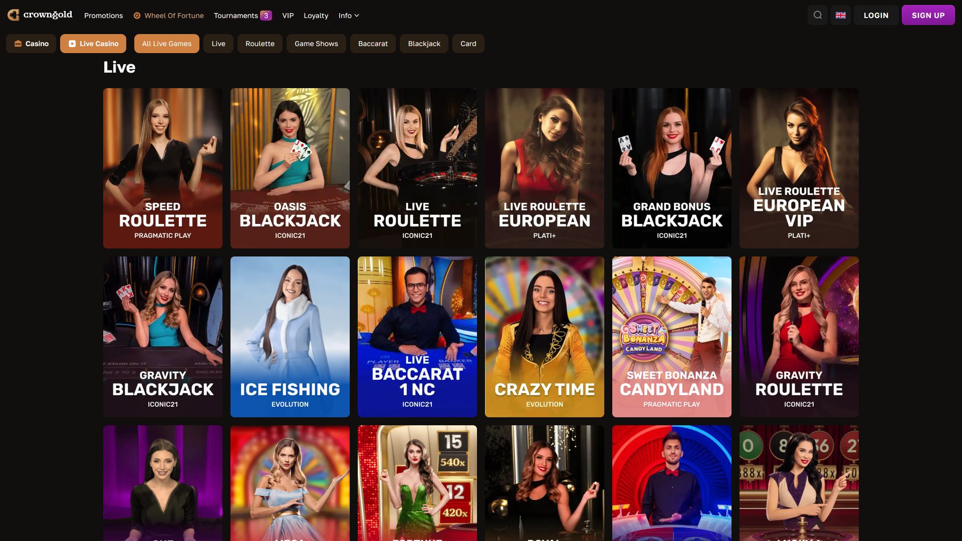 Crowngold Casino Desktop Live Dealer
