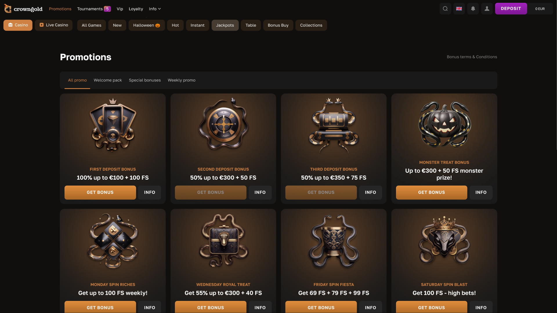 Crowngold Casino Promotions Desktop