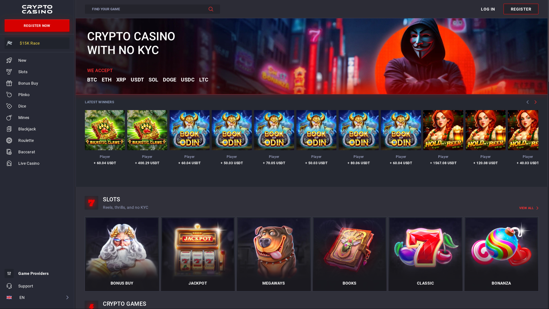 CryptoCasino Homepage