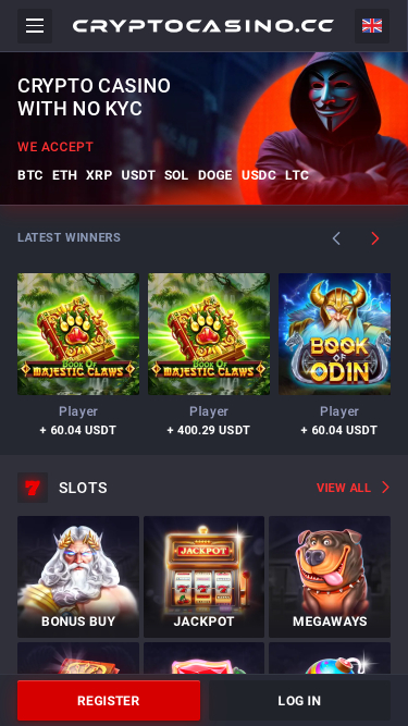 CryptoCasino Homepage