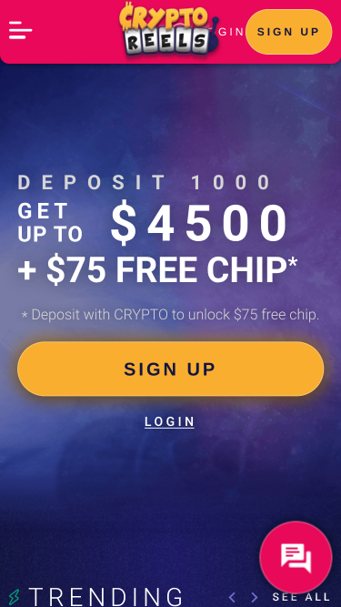 CryptoReels Homepage Mobile