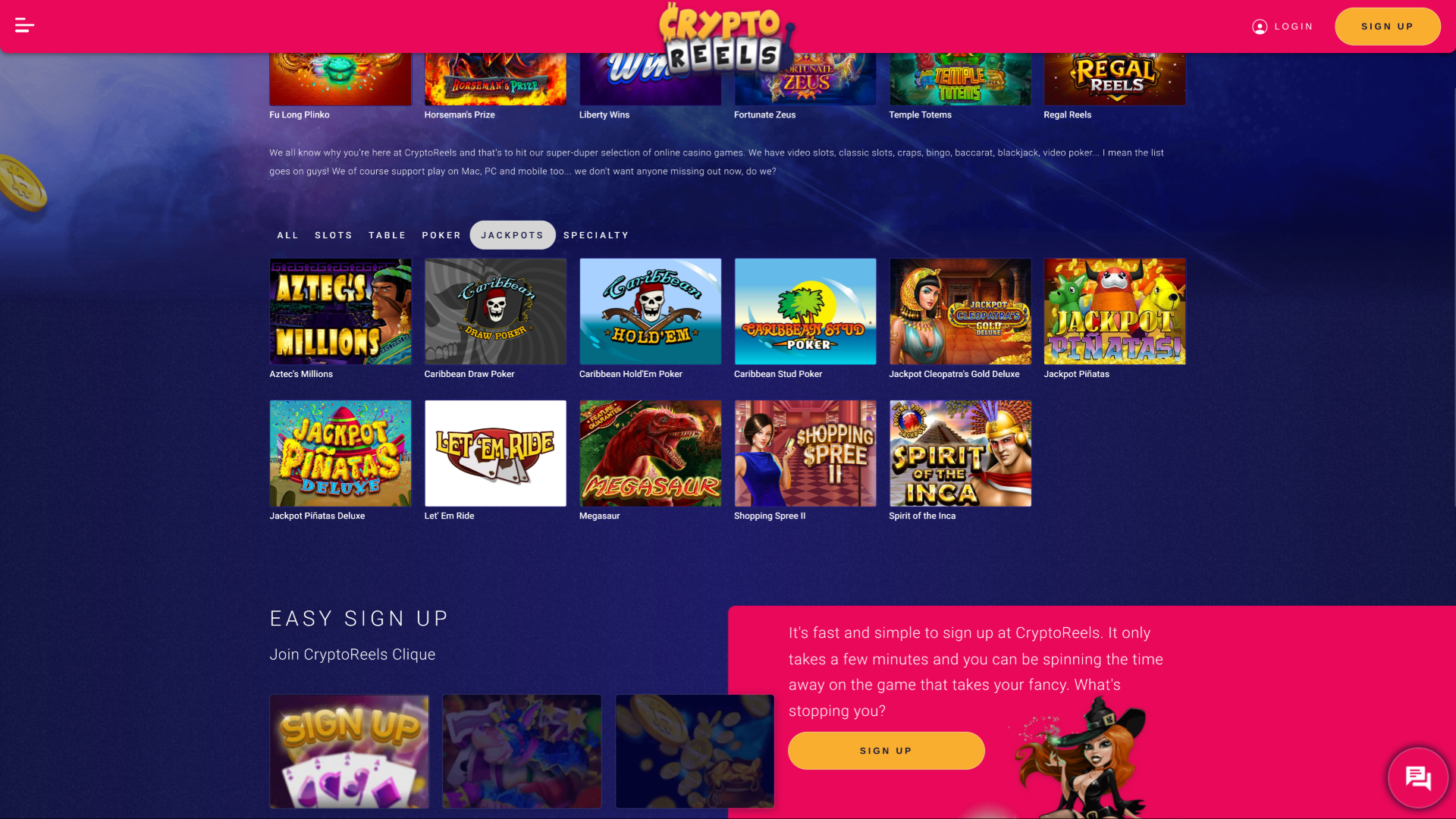 CryptoReels Jackpot Desktop