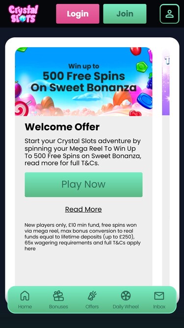 Crystal Slots Mobile Promotions