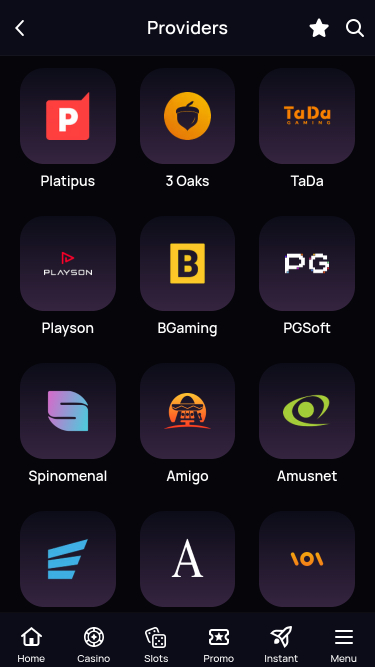 CuatroBet Casino game developers mobile page