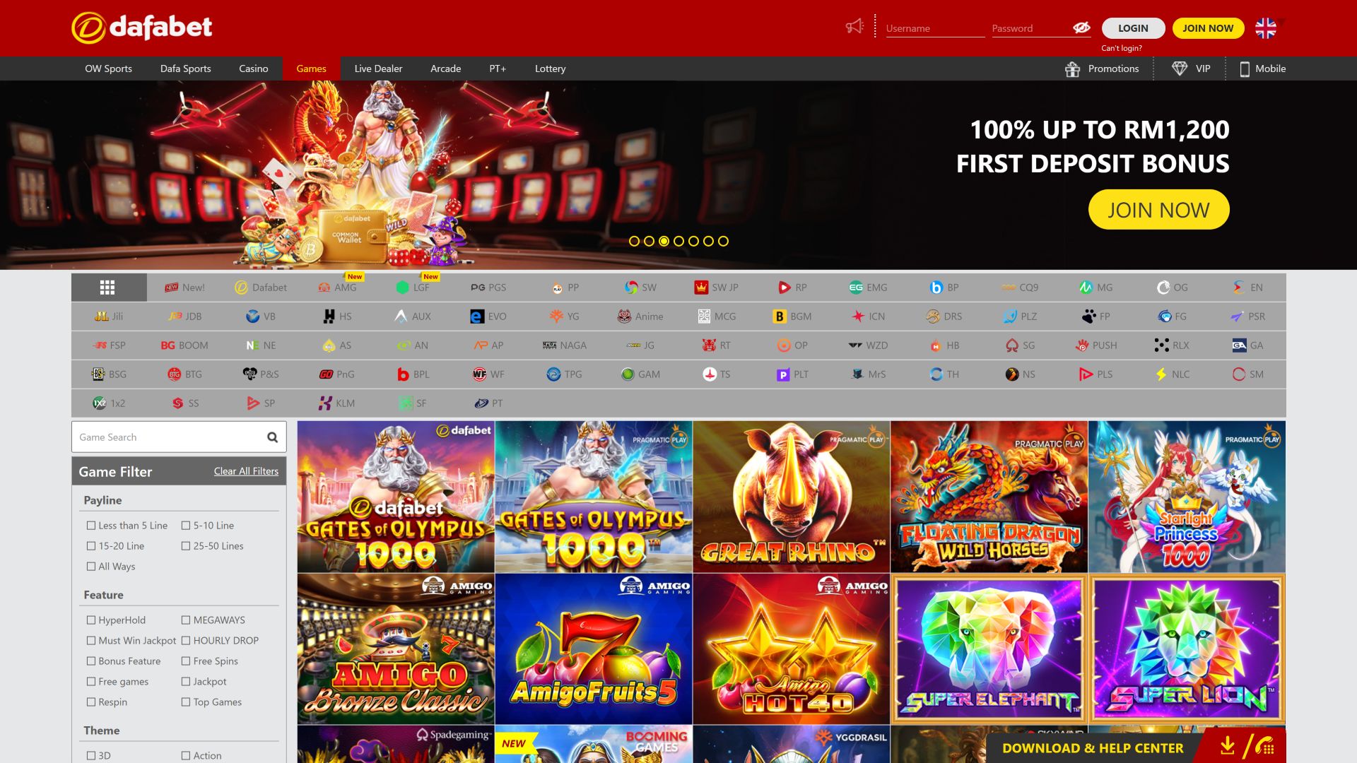 Dafabet Casino Desktop Image Game Developers