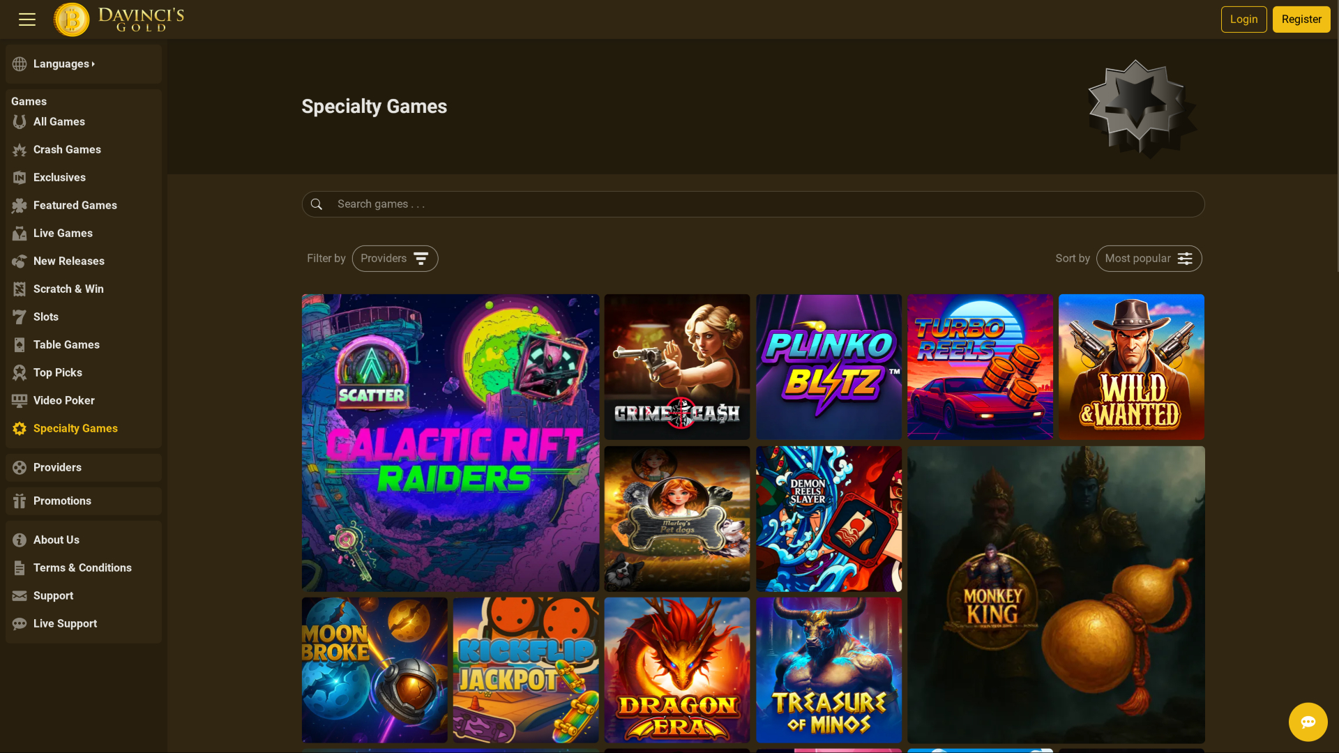 Davincis Gold Casino Desktop Specialty Games