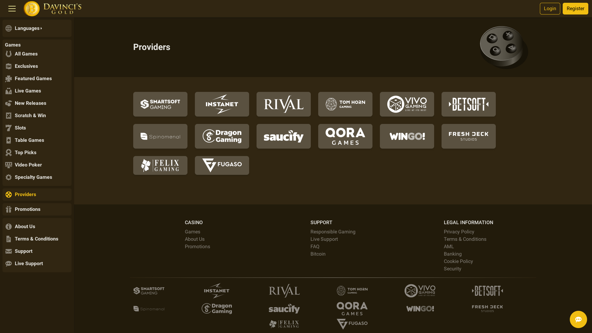 DaVinci’s Gold Casino Game Developers Desktop