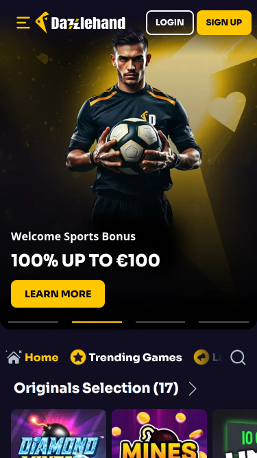 DazzleHand Casino Mobile Homepage